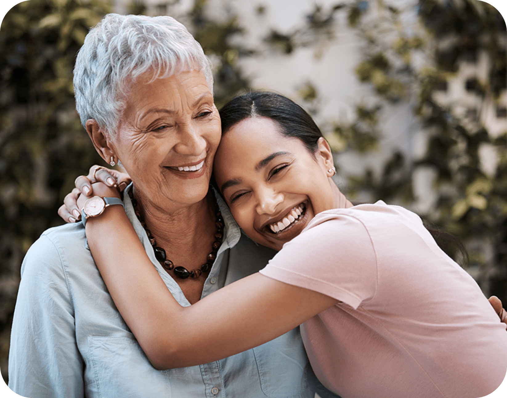 daughter hugging mother